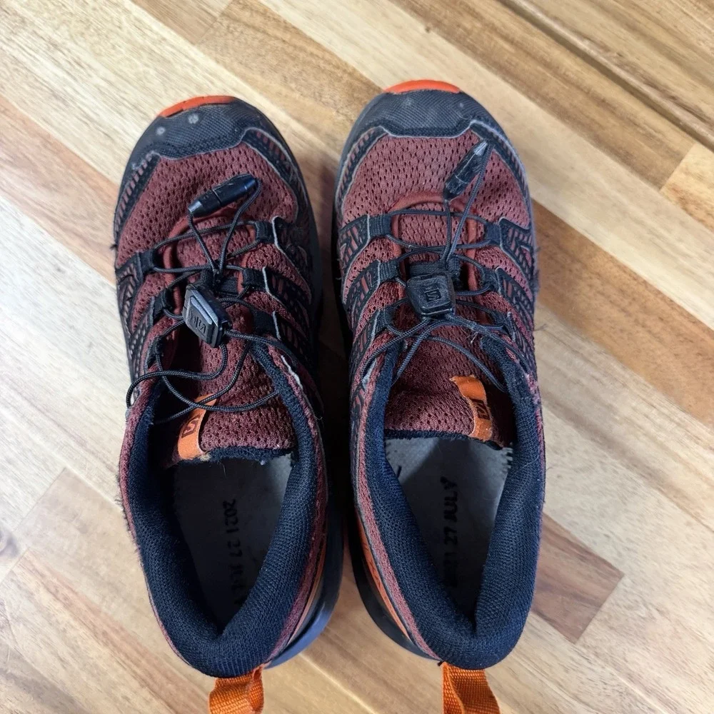 Salomon XA Pro V8 Kids US Sz 2 Waterproof Running Shoes Orange Black NO INSOLES